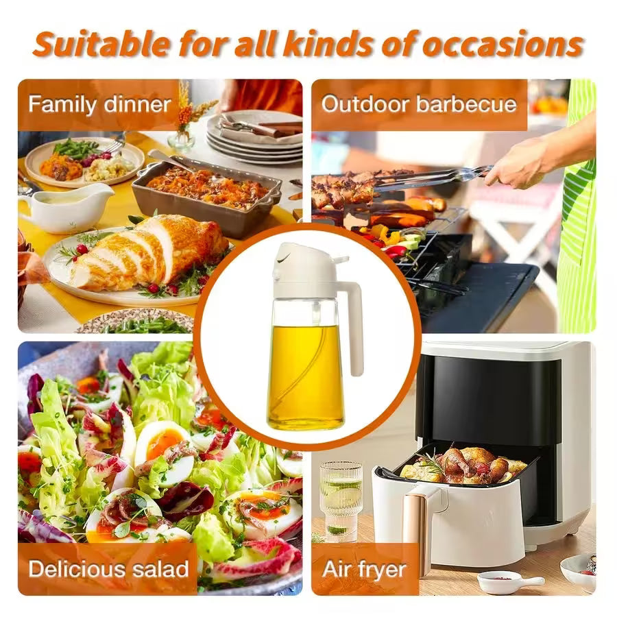 2 in 1 Glass Oil Sprayer & Dispenser - 500ml